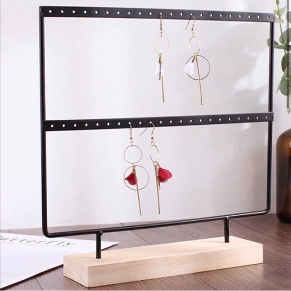 2 IRON & STURDY WOOD wood earring Jewelry Holder Display Rack Stand organizer - Picture 2 of 3